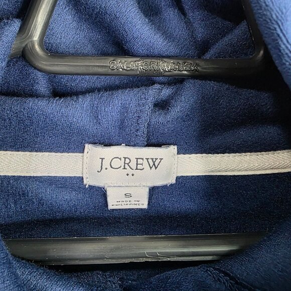 Womens J.Crew Navy Blue Velour Hoodie Pullover Sweatshirt Polyester Stretch S - Picture 2 of 7